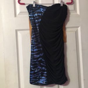 Black Dress w/ Zebra Design Sequences on One Side